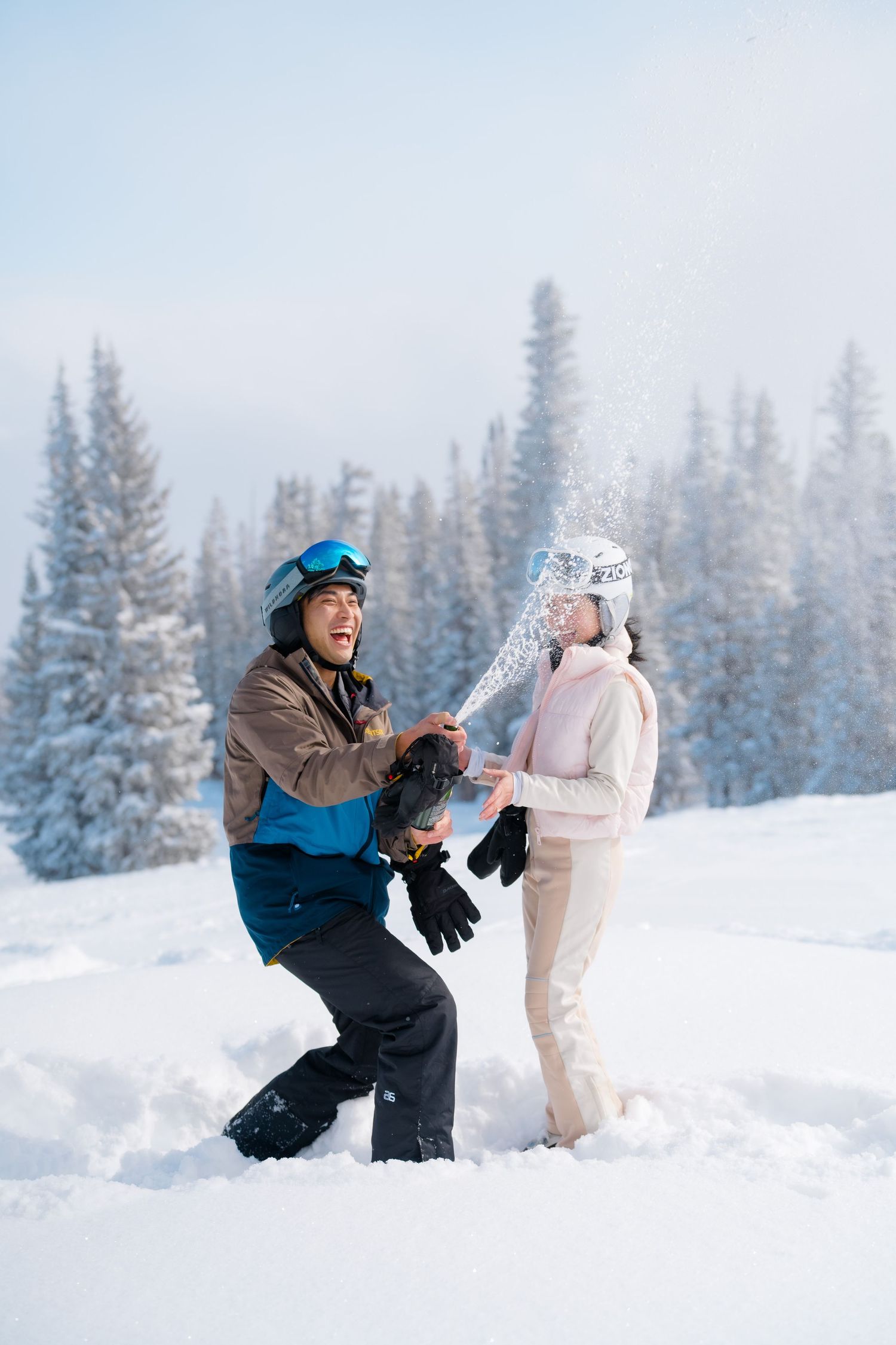 guy proposes to girl on mountain in beaver creek