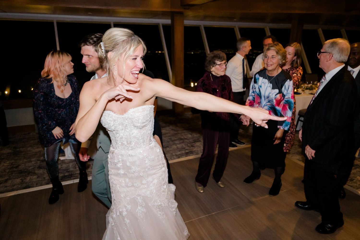 bride celebrating at wedding