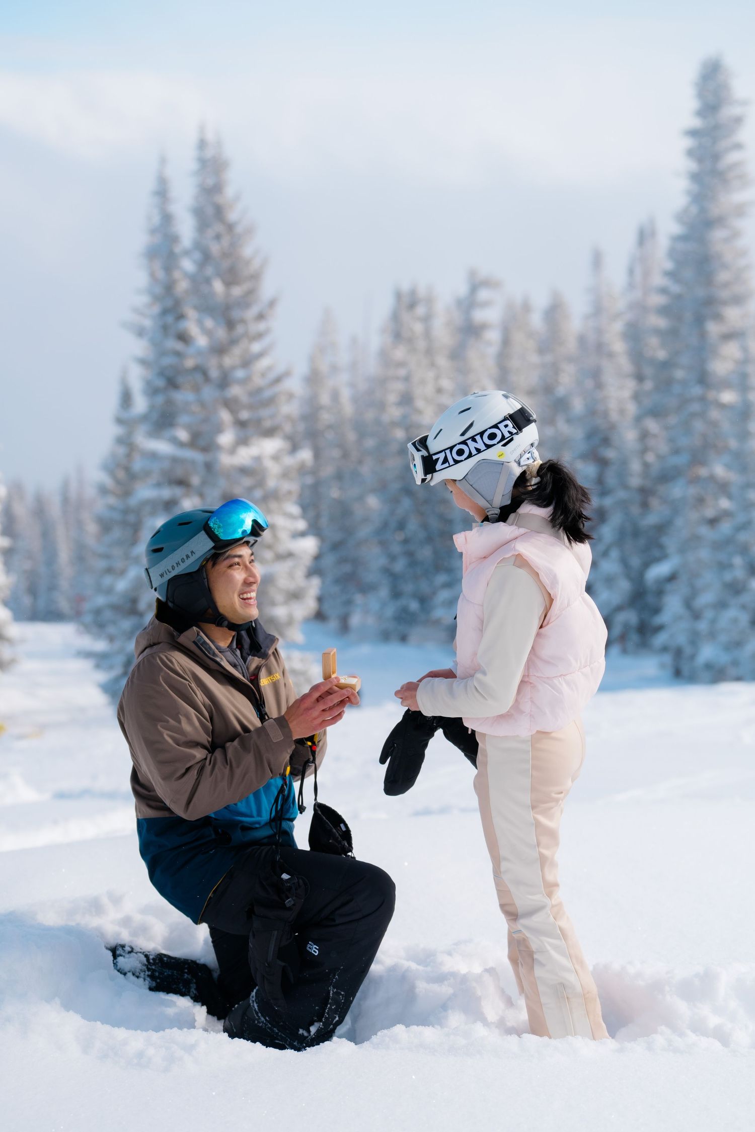 guy proposes to girl on mountain in beaver creek