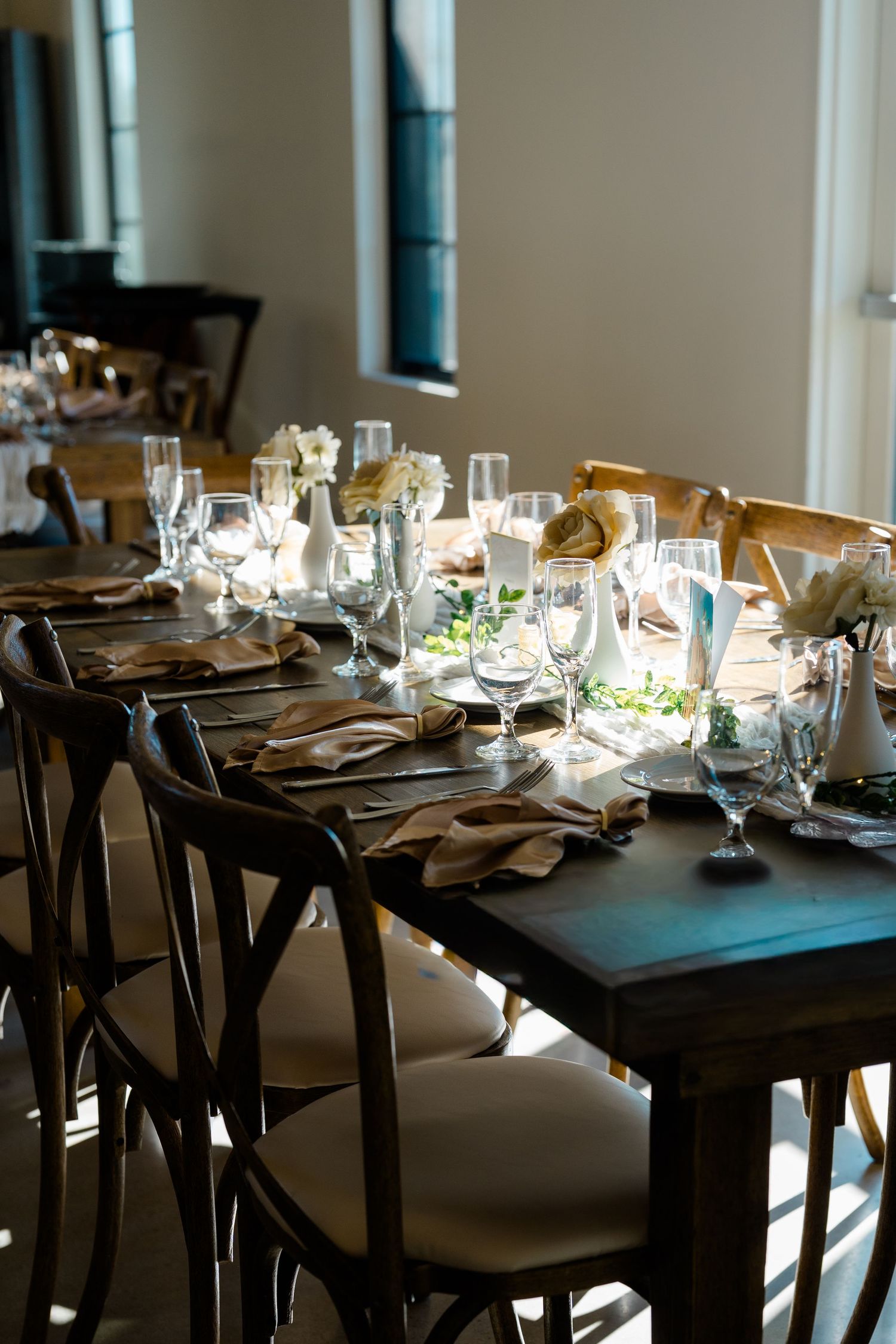Wedding reception table details at Canopy Grove by Wedgewood Weddings in Escondido, California, photographed by Sierra Sturt Photo.