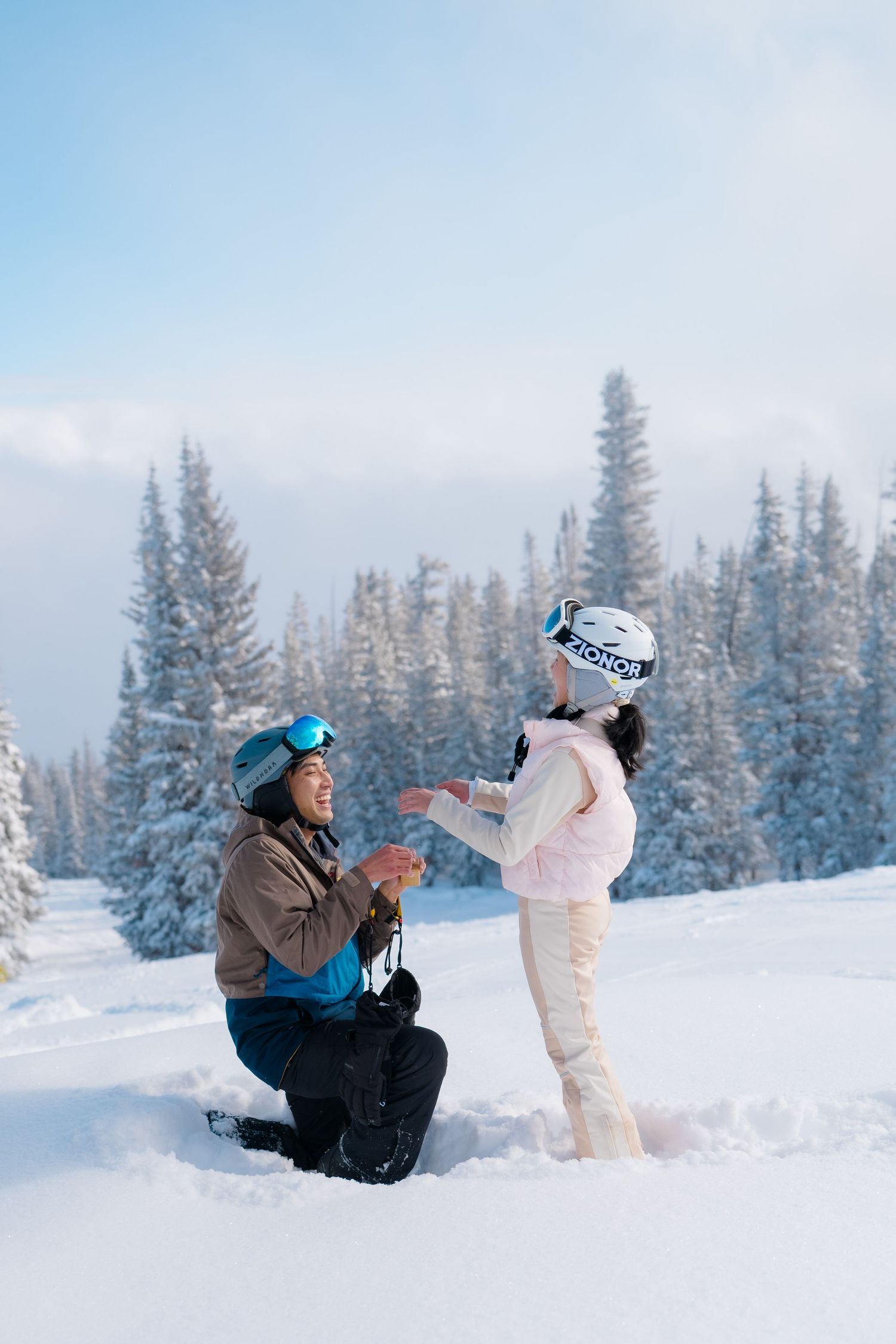 guy proposes to girl on mountain in beaver creek