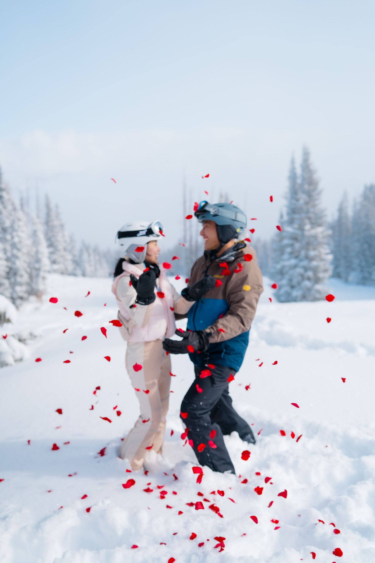 guy proposes to girl on mountain in beaver creek