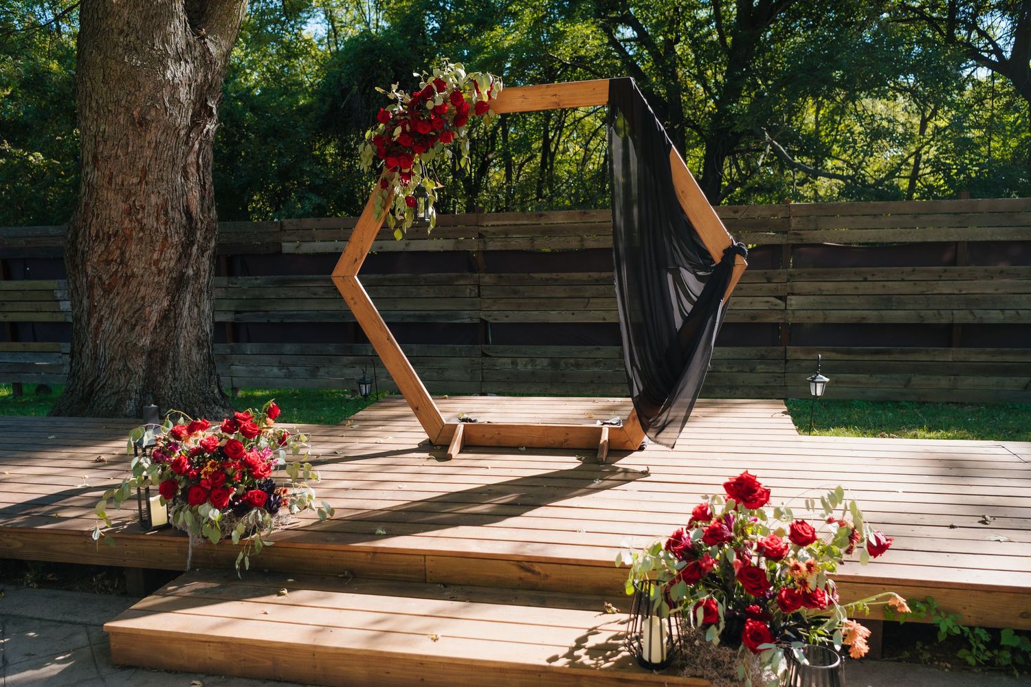 wedding arbor setup by perfectly paired planning in Kansas City at sugar hollow crossings
