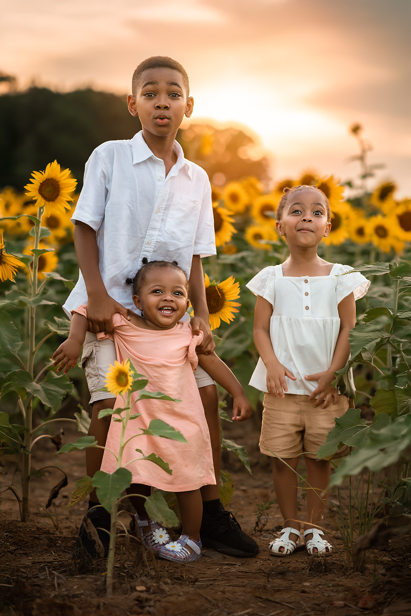 Family session in Raleigh, NC, Sunflower session, Minis, Dorothea Dix Park