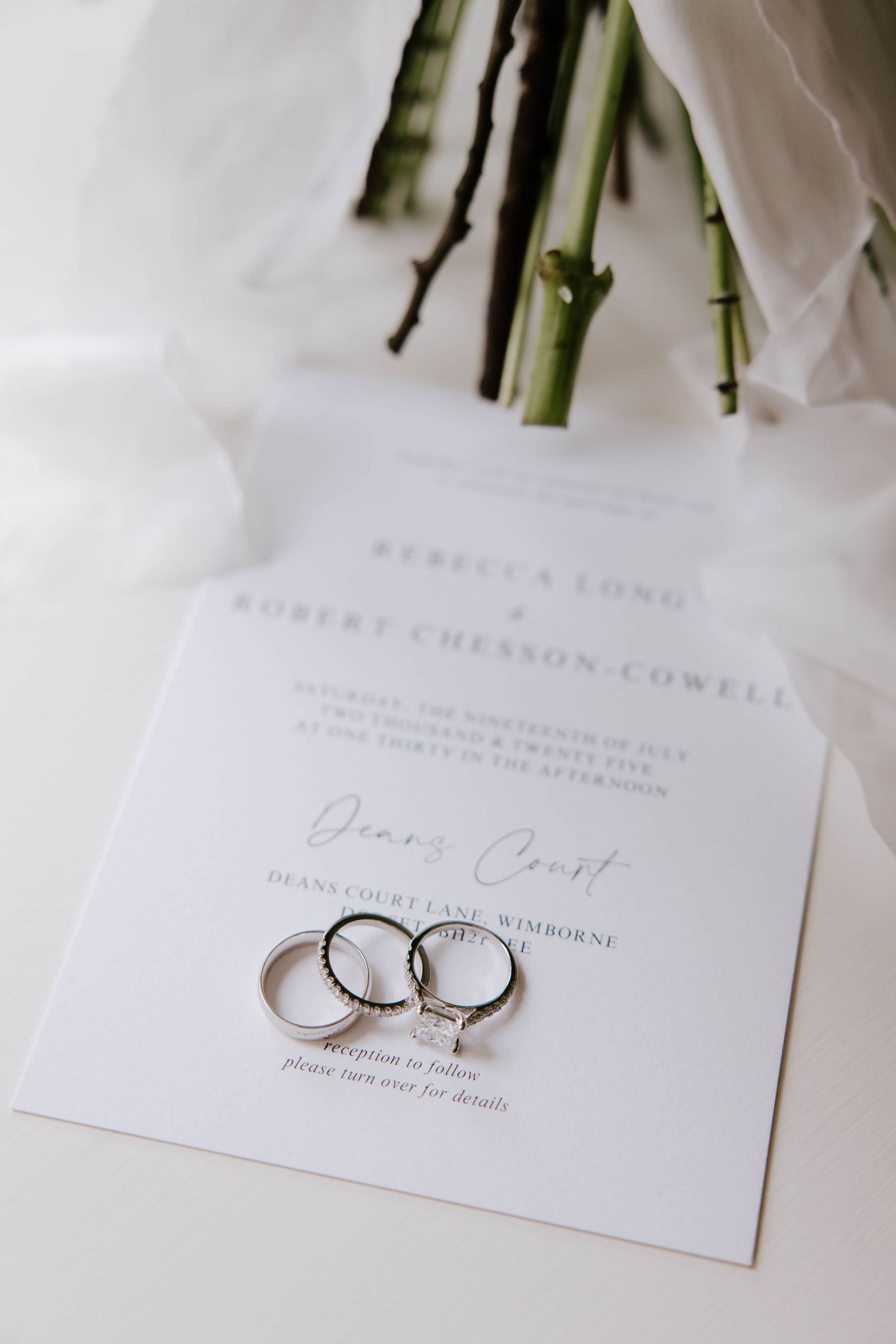 Wedding invitations for luxury wedding at Deans Court, in Wimborne, Dorset.