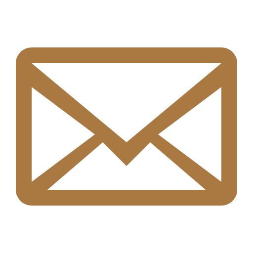 Golden brown outlined envelope email icon on white background.