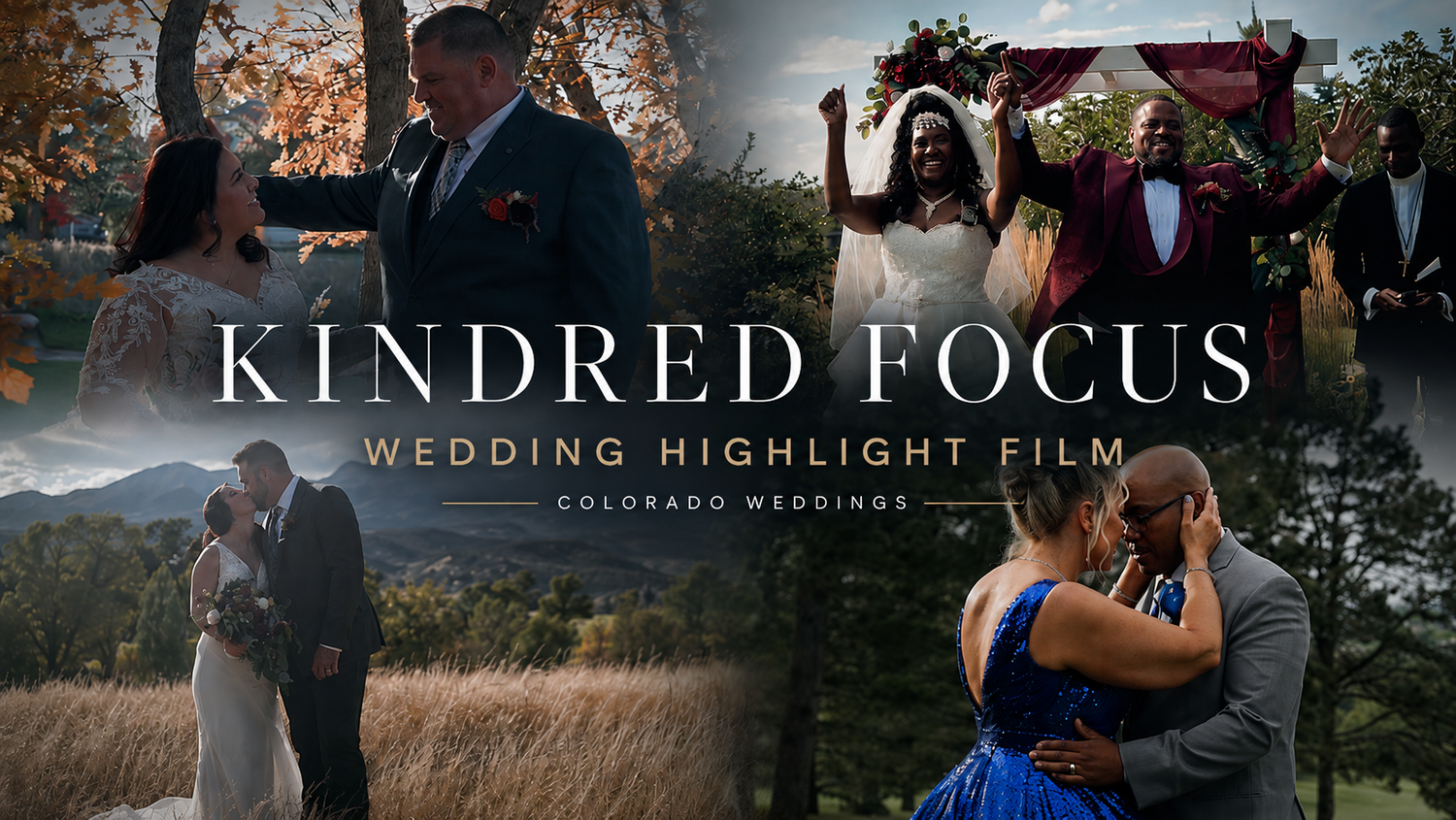 Colorado wedding highlight film by Kindred Focus featuring romantic couples in mountain settings with stunning fall foliage backdrops.