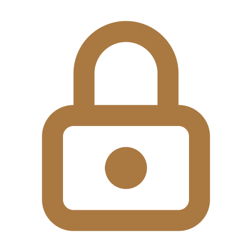 Gold padlock security icon on white background, representing privacy and protection in a minimalist style.