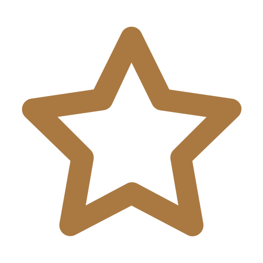 Gold outlined star icon on white background, representing favorites or ratings in a minimalist design.