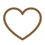 A simple brown heart outline icon on a white background.