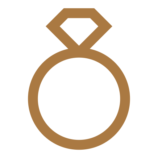 Gold diamond engagement ring icon symbolizing proposal and marriage commitment.