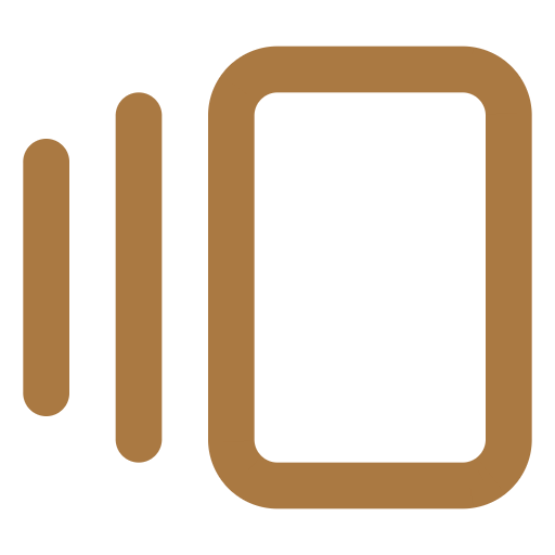 Gold minimalist icon showing two vertical bars beside a rounded rectangle, representing a layout or panel symbol.