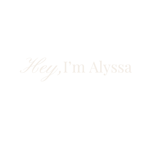 White text logo saying 'Hey, I'm Alyssa' on black background.