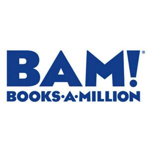 Books-A-Million (BAM!) logo in bold blue letters on white background.