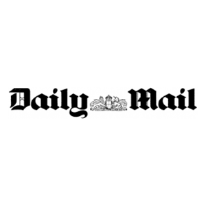 Black and white Daily Mail newspaper logo with ornate crown emblem design.