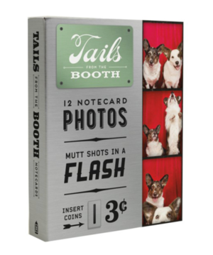 Tails photo booth product box featuring dog photos in a retro style design.