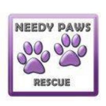 Purple themed pet rescue organization logos with paw print designs.