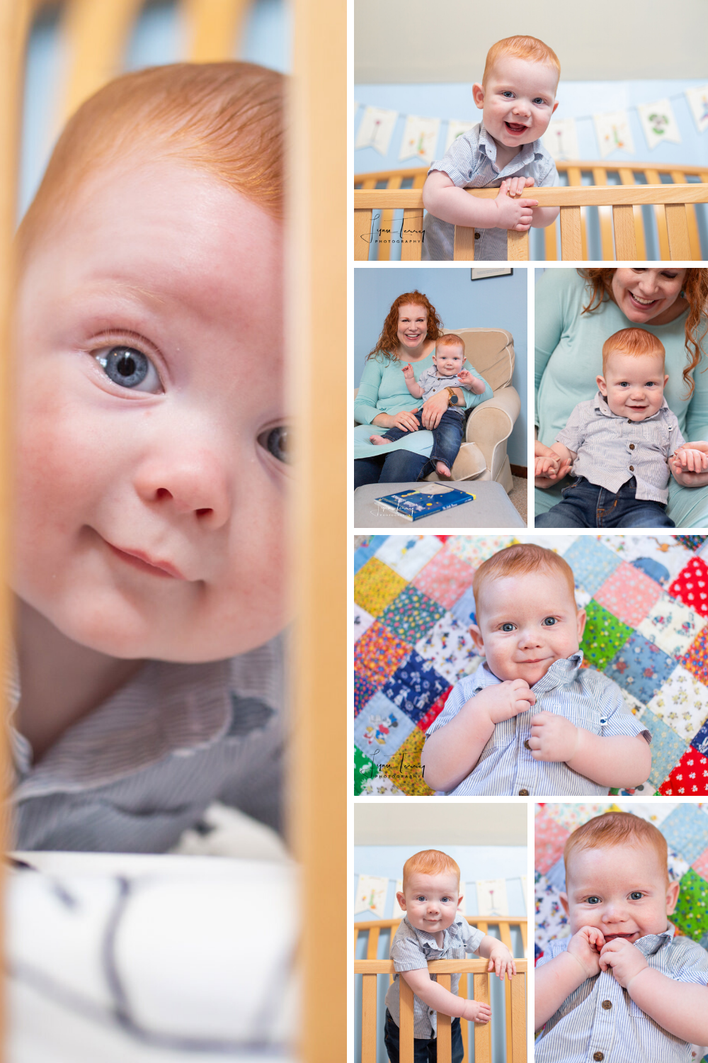 Photo collage of baby portraits showing different expressions and milestone moments.