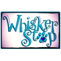 Series of whimsical pet rescue logos in bright blue and purple colors.