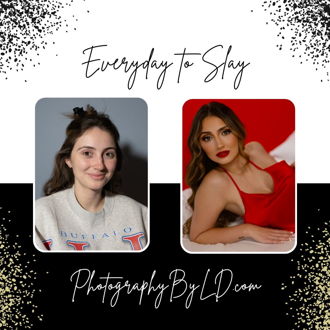 Everyday to Slay - before and after comparison from boudoir photoshoot.
