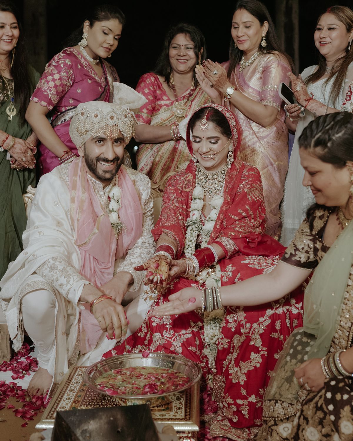 Joyous wedding celebration with traditional Indian ceremonies and rituals.