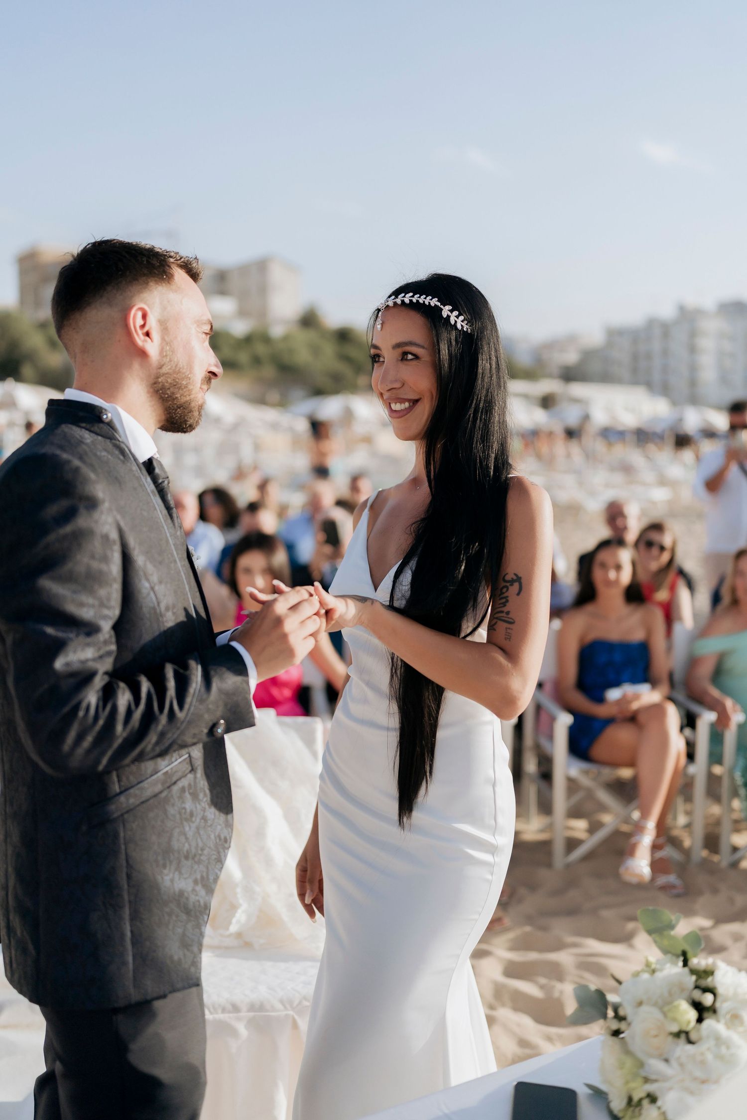 Destination wedding photographer capturing emotional vows in Tuscany.
