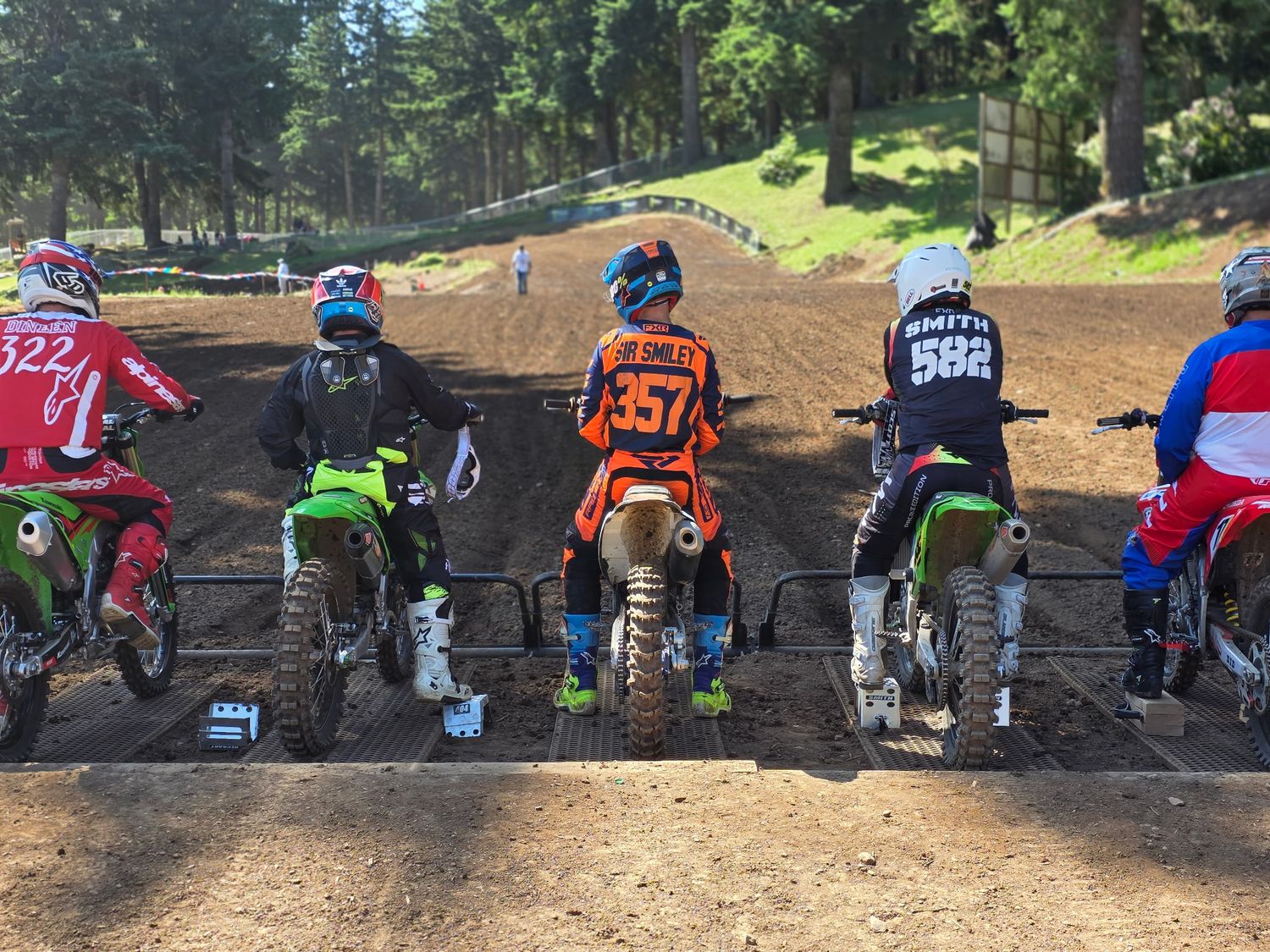 SirSmileyMX lined up at the start gate of Washougal MX Park