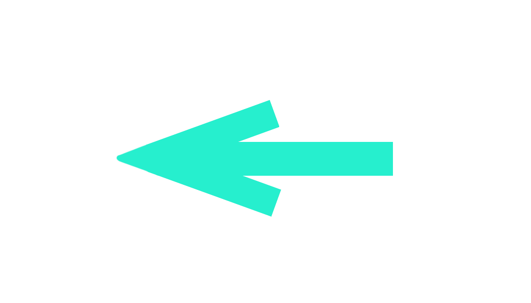 Bright cyan left-pointing arrow icon on white background, bold geometric design for navigation or back button use.