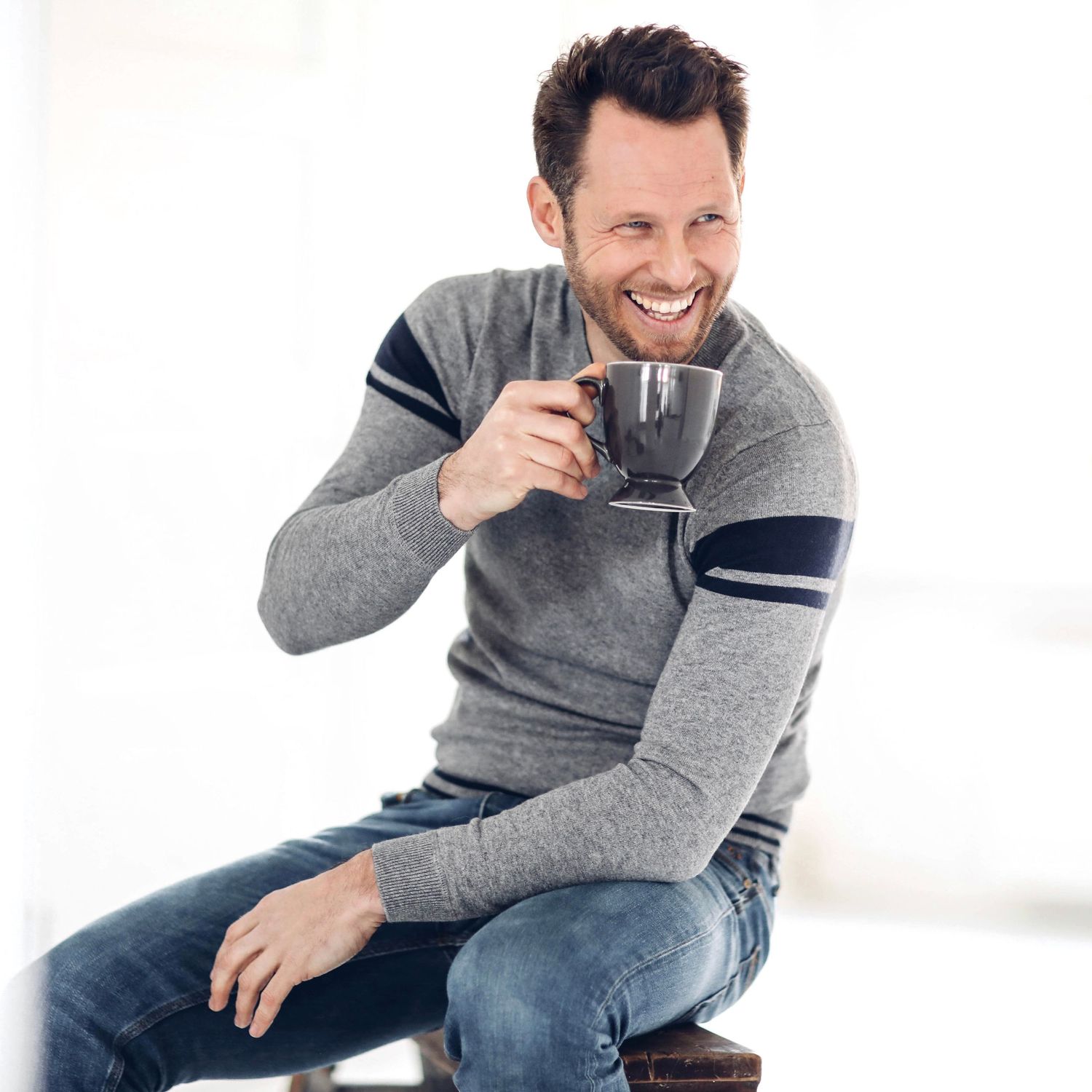 Peter Schotting enjoying coffee, casual lifestyle photography, commercial campaign