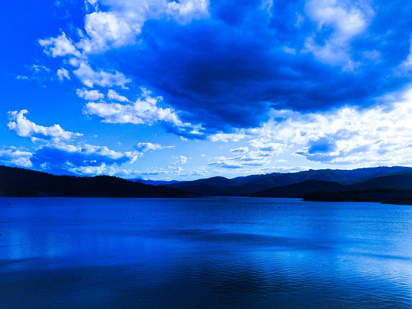 A blue version of a photo I took at a dam