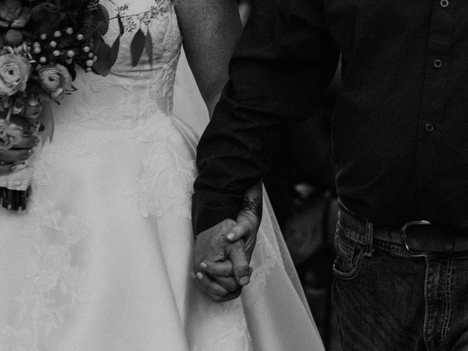 Candid wedding moments captured in black and white against a textured background.