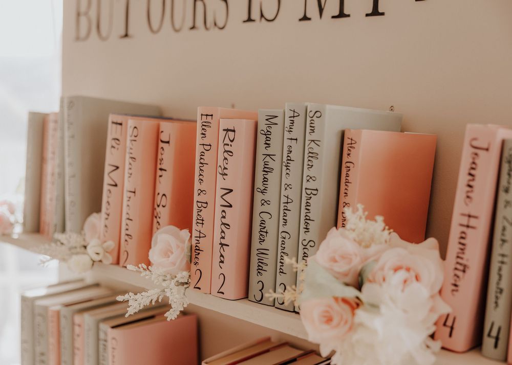 Calgary, Alberta wedding detail images with book seating chart