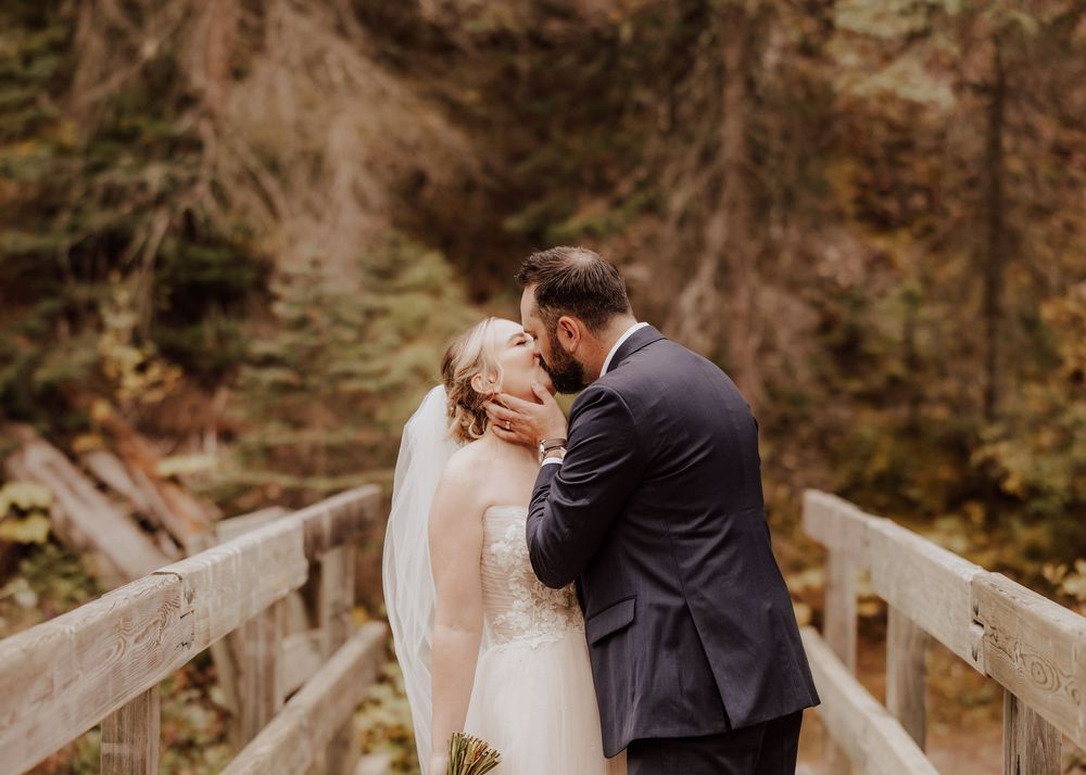 Wedding at Emerald Lake Lodge in Fields British Columbia bride and groom photos