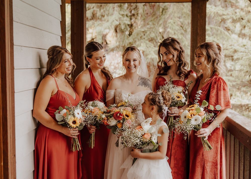 Wedding at Emerald Lake Lodge in Fields British Columbia bridal party photos