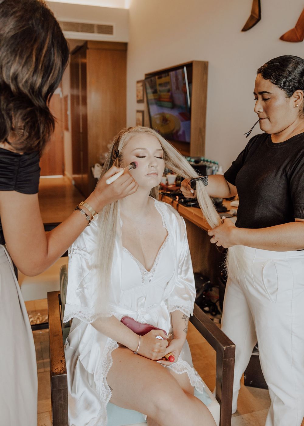 Dreams Playa Mujeres Wedding in Mexico getting ready