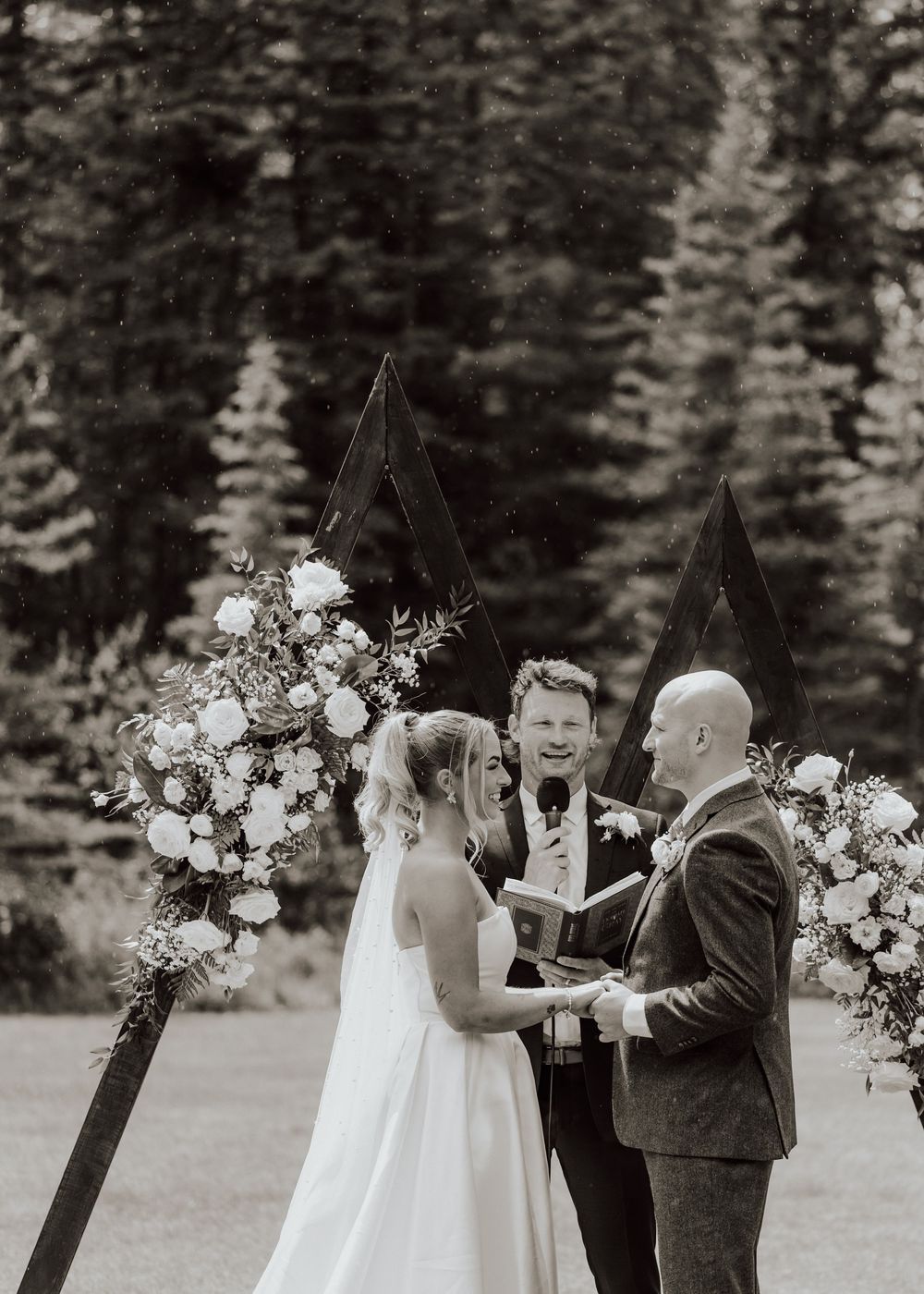 Canmore Cornerstone wedding ceremony with rain