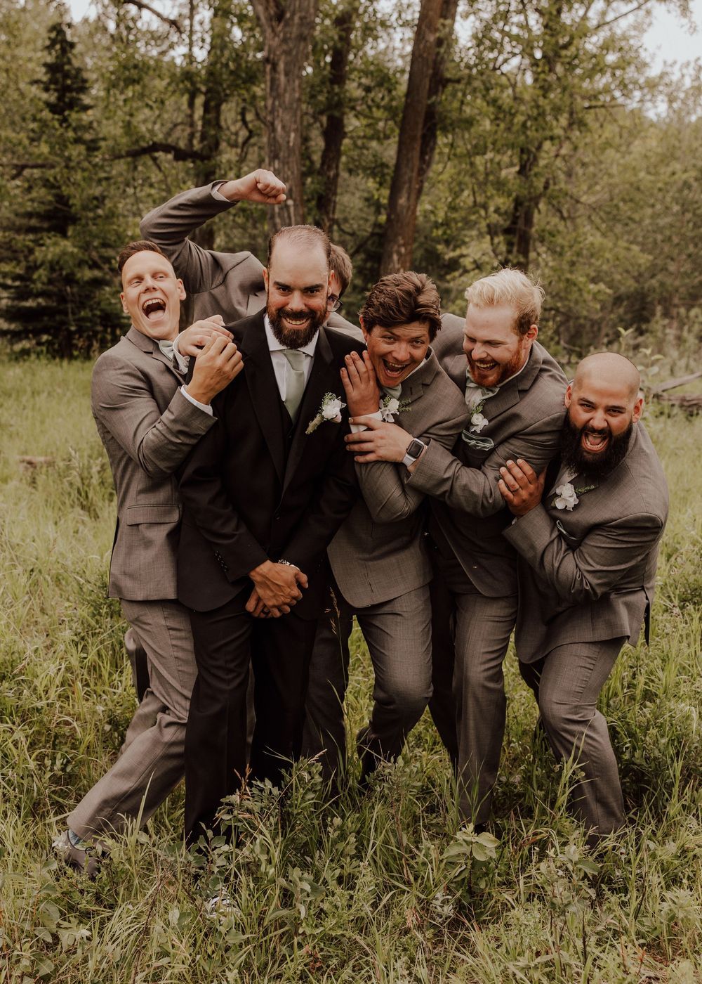 Calgary, Alberta wedding groomsmen and groom photos