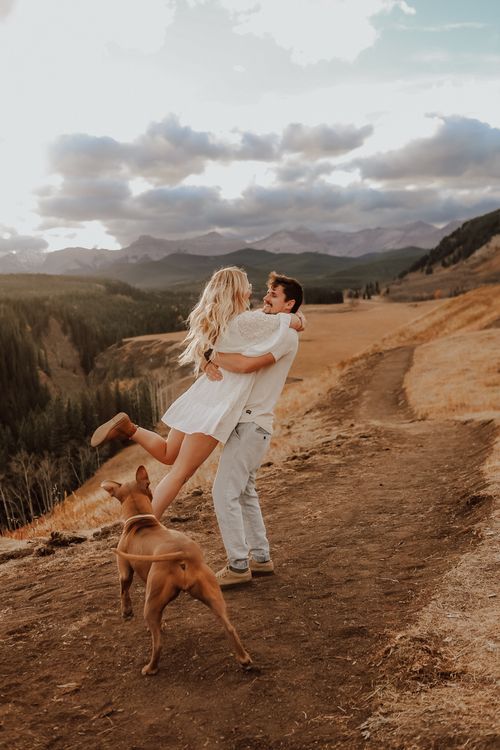 Kananaskis, Alberta engagement session with mountain background
