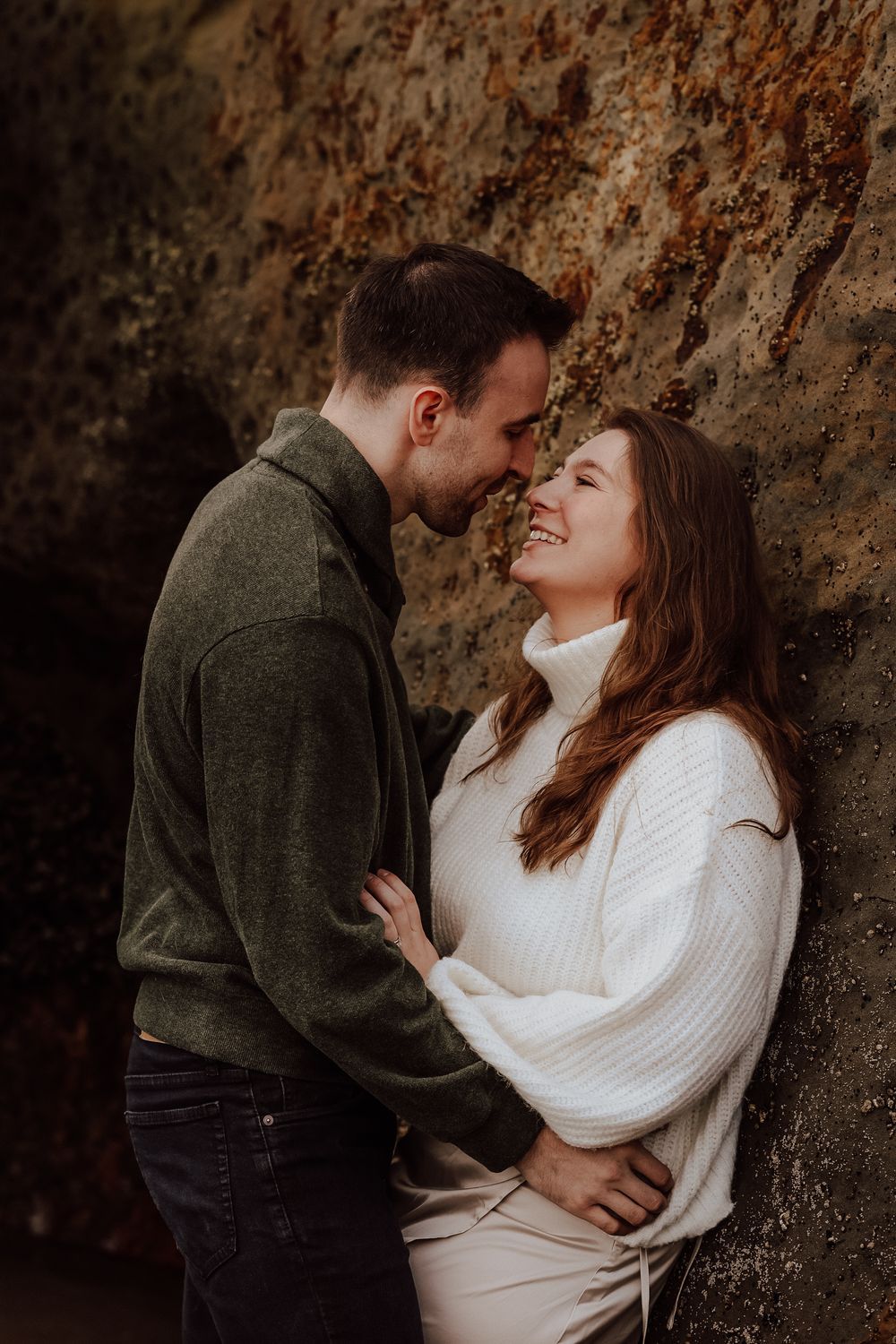 Oregon Coast couple photos on the beach during sunset