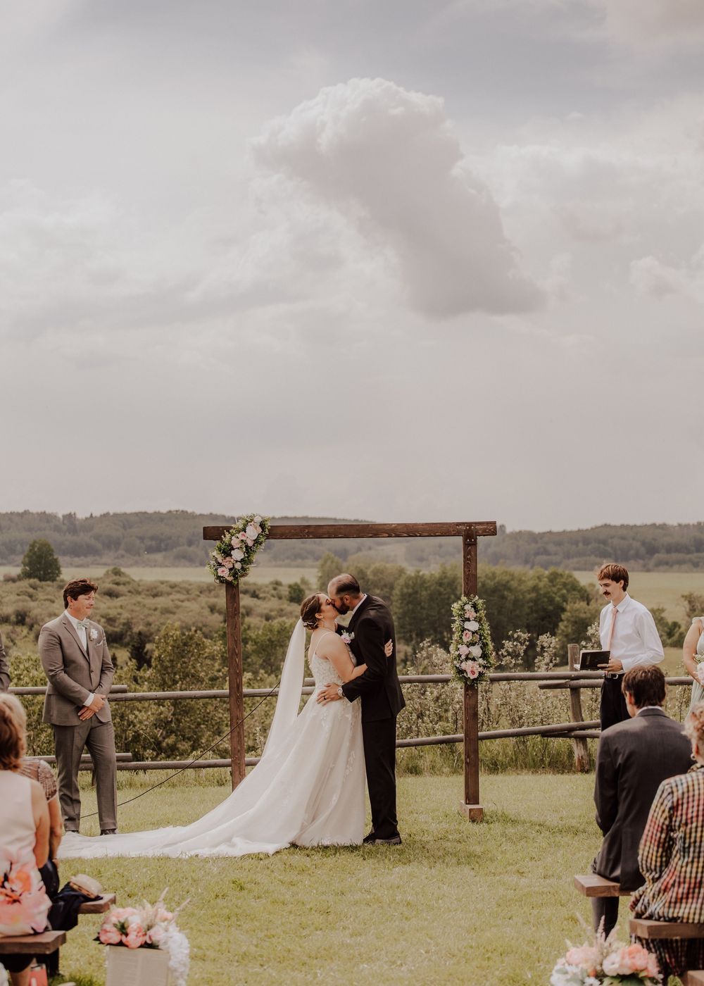 Calgary, Alberta Wedding Ceremony first kiss