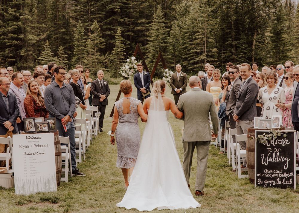 Canmore Cornerstone wedding ceremony with mountain background
