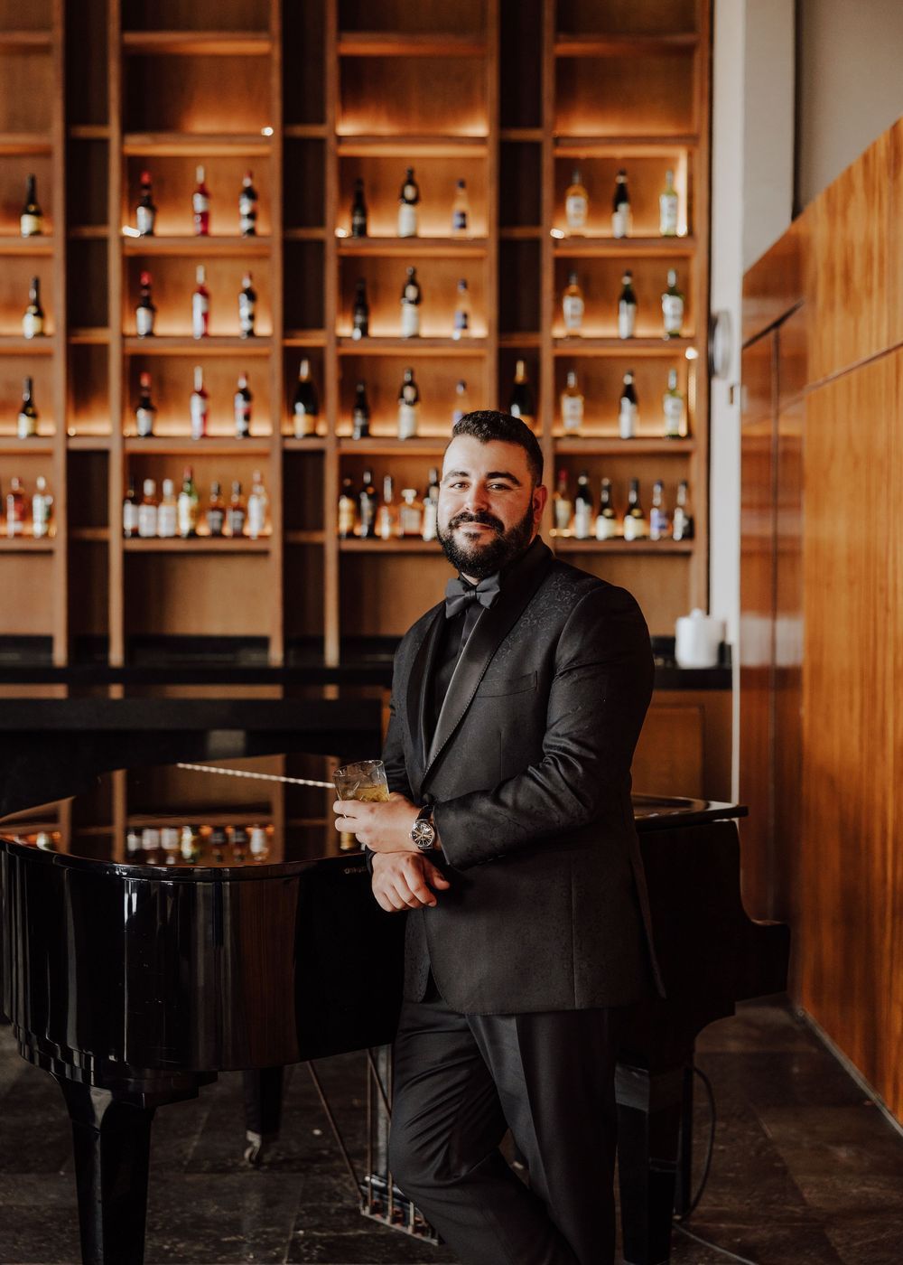 Dreams Playa Mujeres Wedding groom in black tux