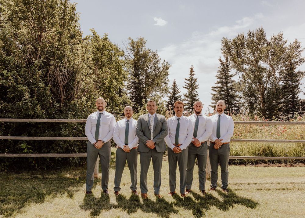 Calgary, Alberta Wedding groomsmen and groom