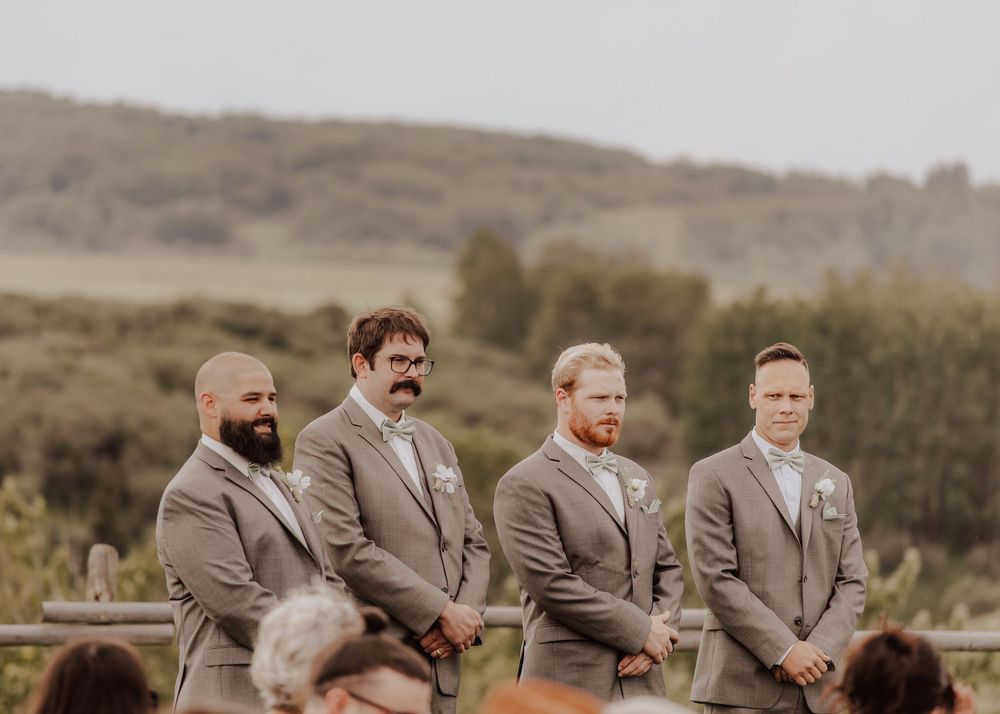 Calgary, Alberta Wedding ceremony groomsmen