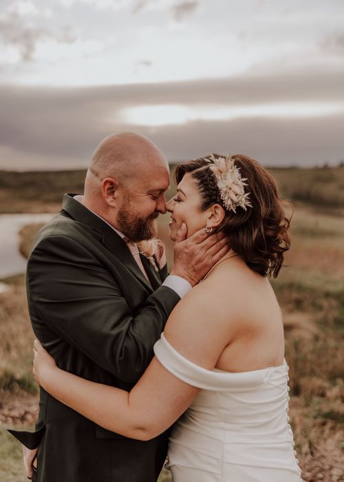 Calgary, Alberta wedding golden hour with bride and groom
