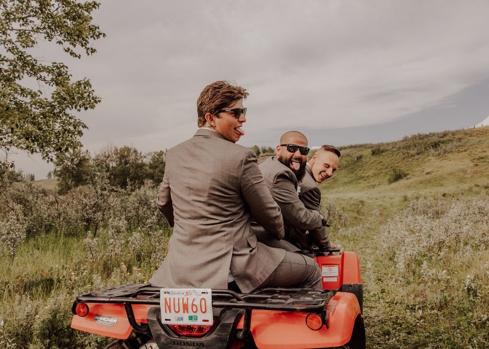 Calgary, Alberta wedding bridal party quad ride