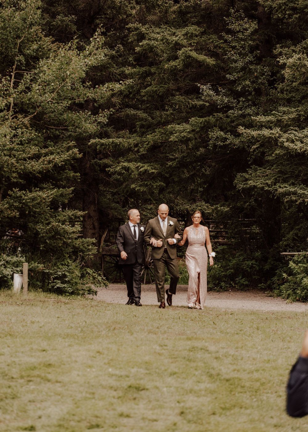 Canmore Cornerstone wedding ceremony groom and parents entrance