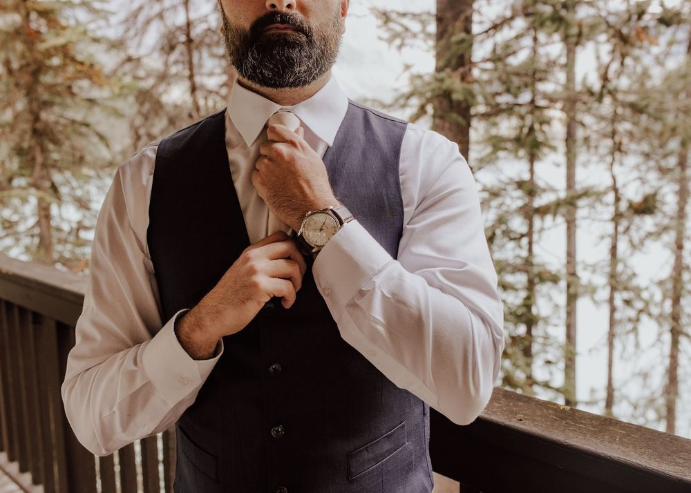Wedding at Emerald Lake Lodge in Fields British Columbia groom's morning