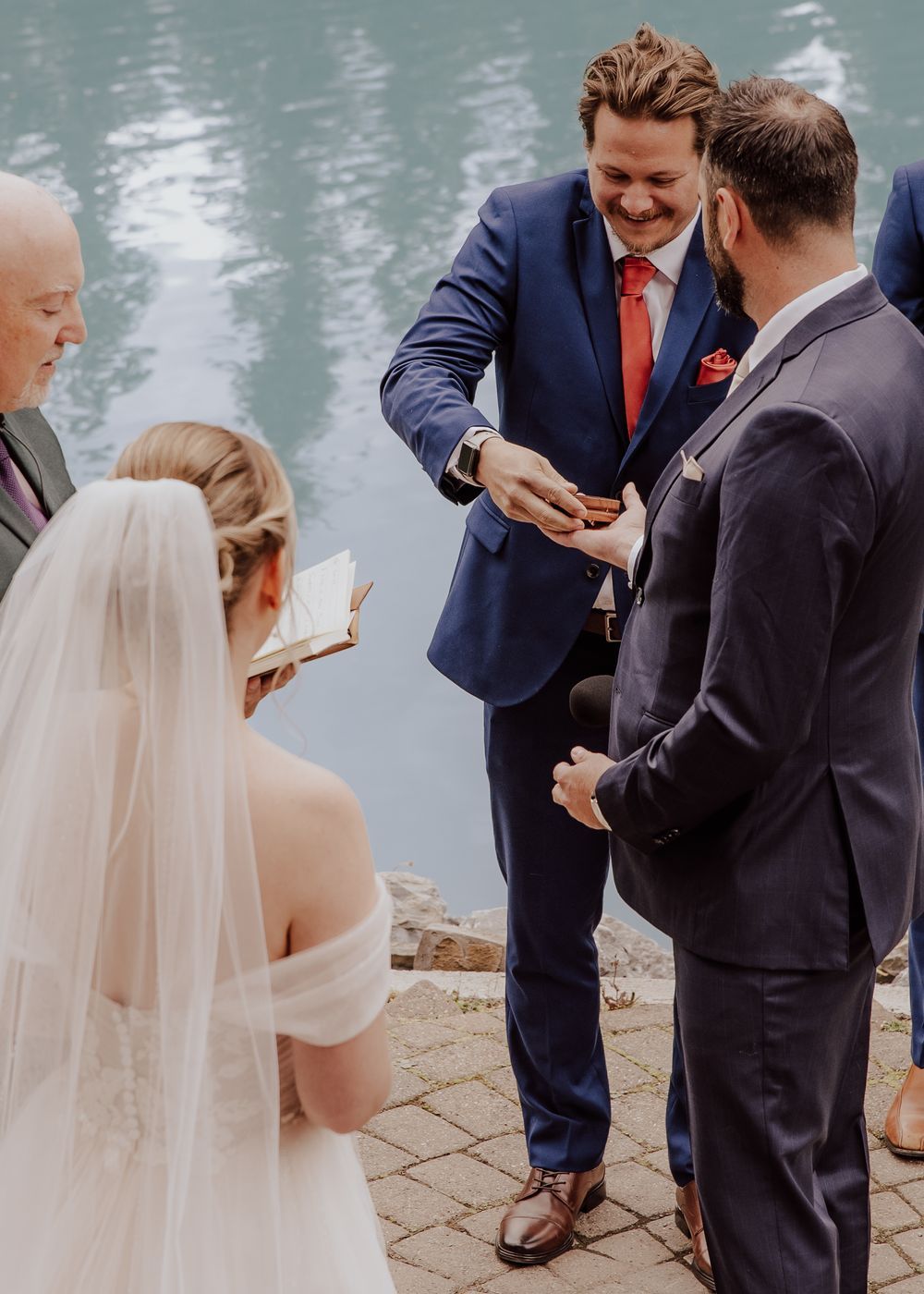Wedding ceremony at Emerald Lake Lodge in Fields British Columbia