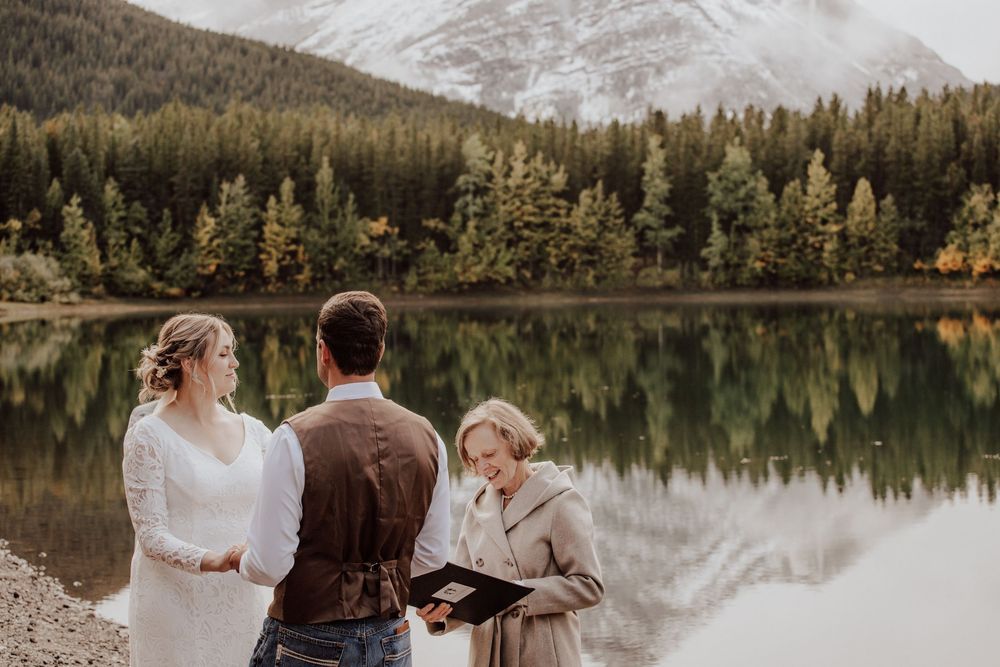 Kananaskis, Alberta elopement with mountain reflection